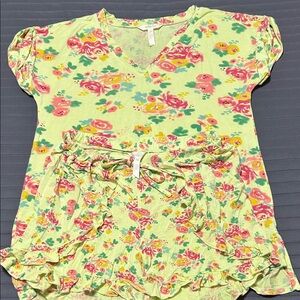 Matilda Jane Lime Green Floral Pajama Set with Pink & Yellow Roses